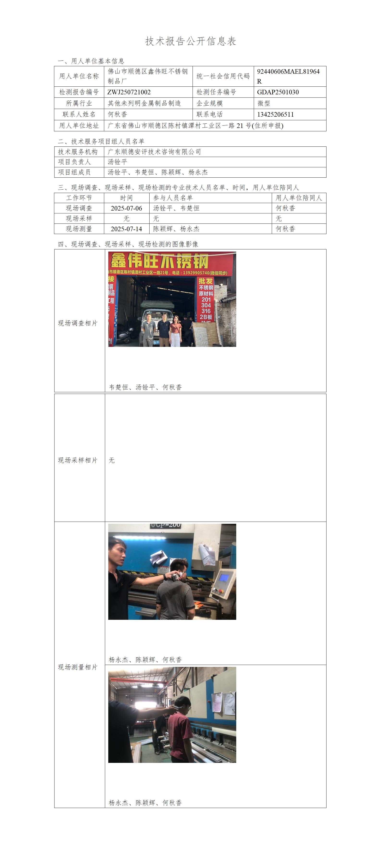 佛山市顺德区鑫伟旺不锈钢制品厂-2025-技术报告公开信息表_01.jpg
